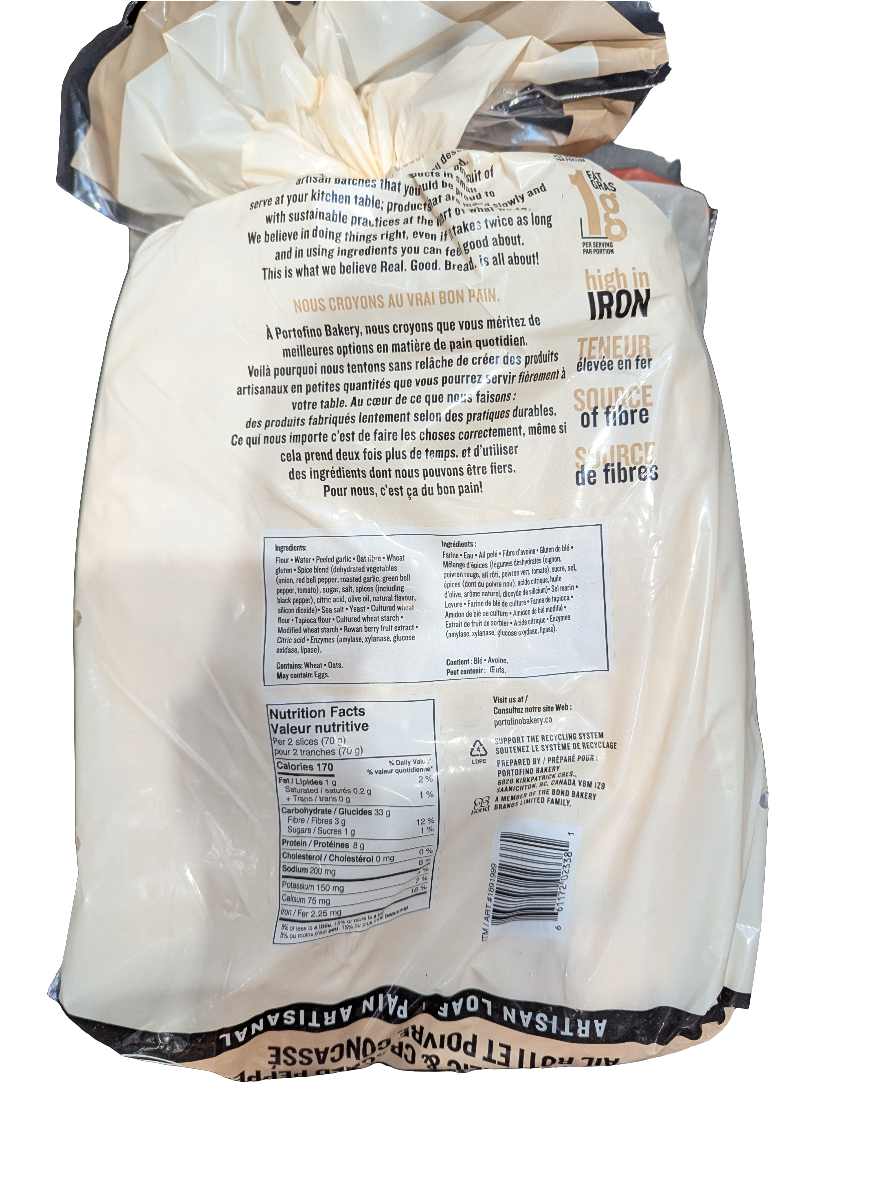 Portofino Cracked Pepper and Roasted Garlic Bread (2 pack)