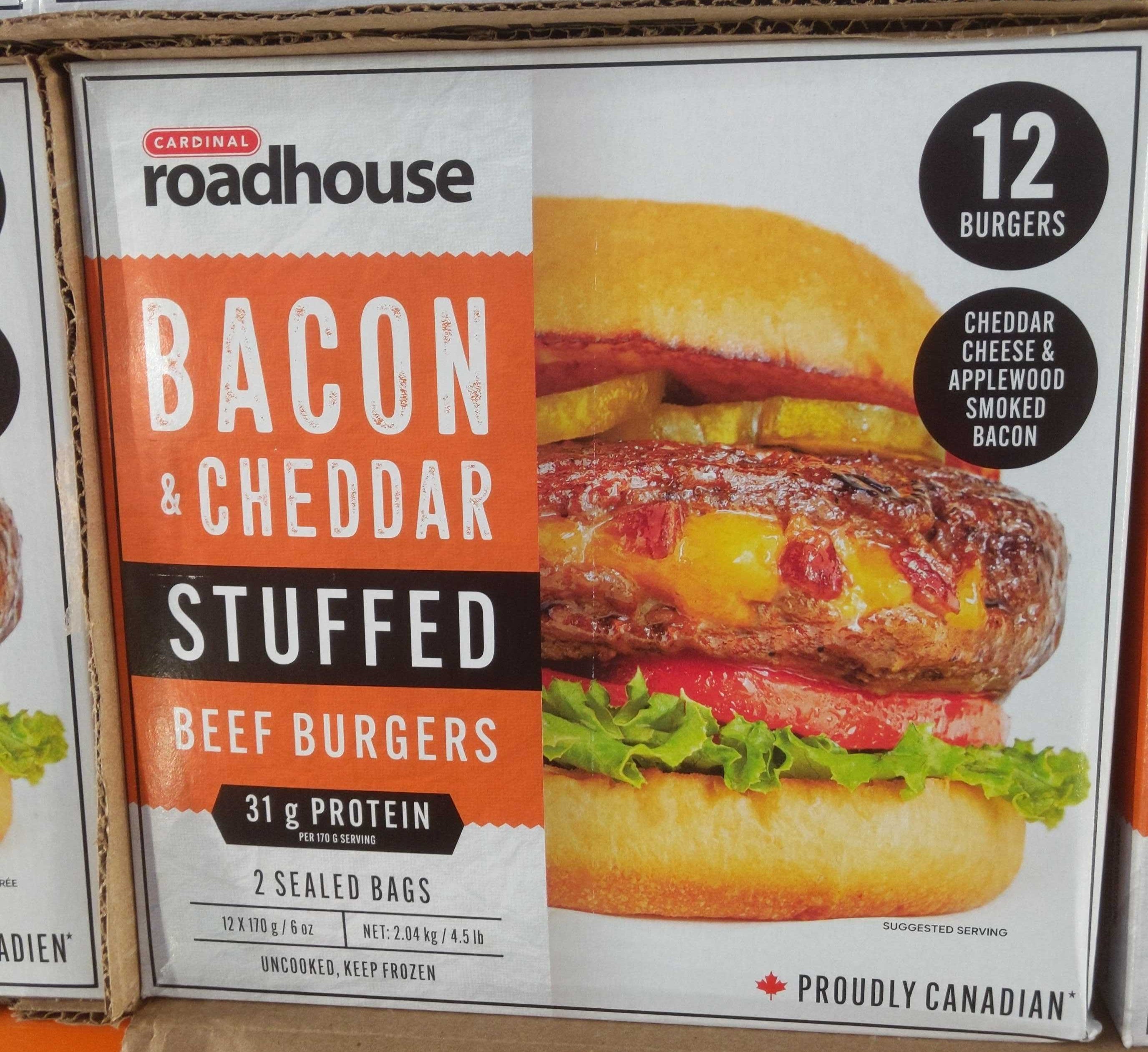 Roadhouse Bacon & Cheddar Stuffed Beef Burgers