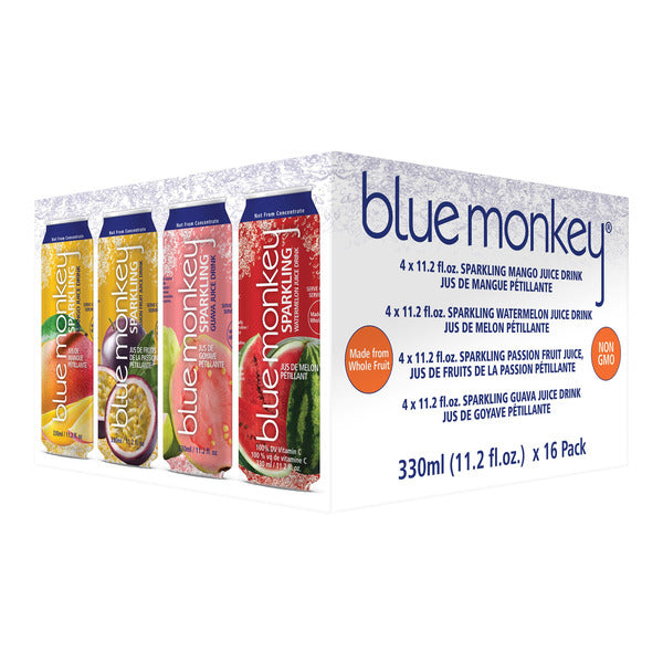 Blue Monkey Sparkling Tropical Juice 16 Pk