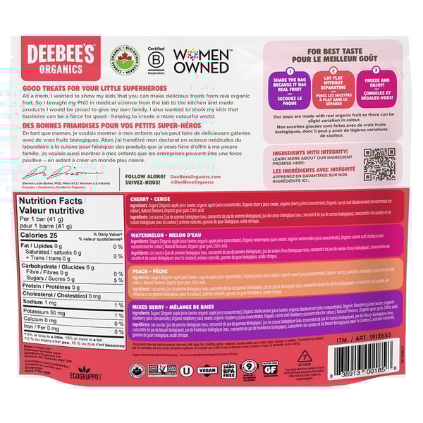 DeeBee’s Organics Super Juice Freezies
