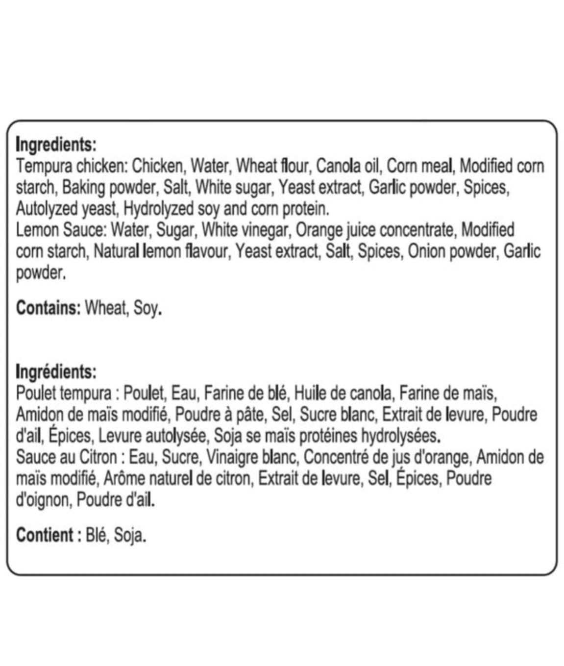 Siwin Foods Lemon Chicken 1.5 kg