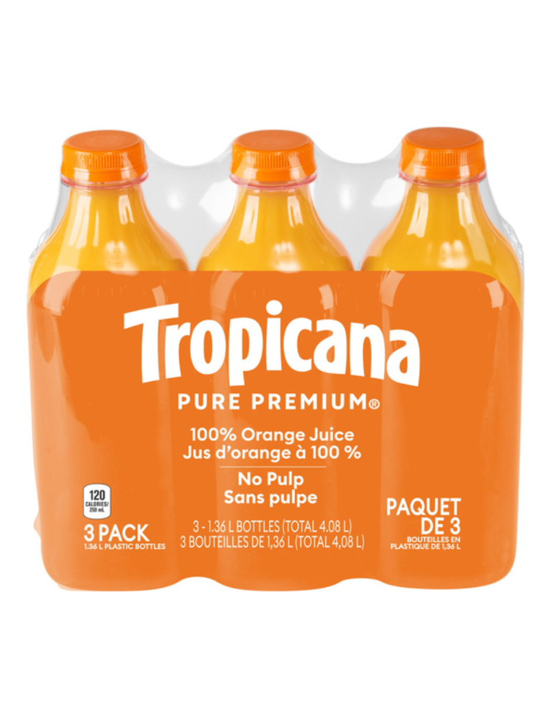 Tropicana Original Orange Juice (no pulp) 3x1.36L