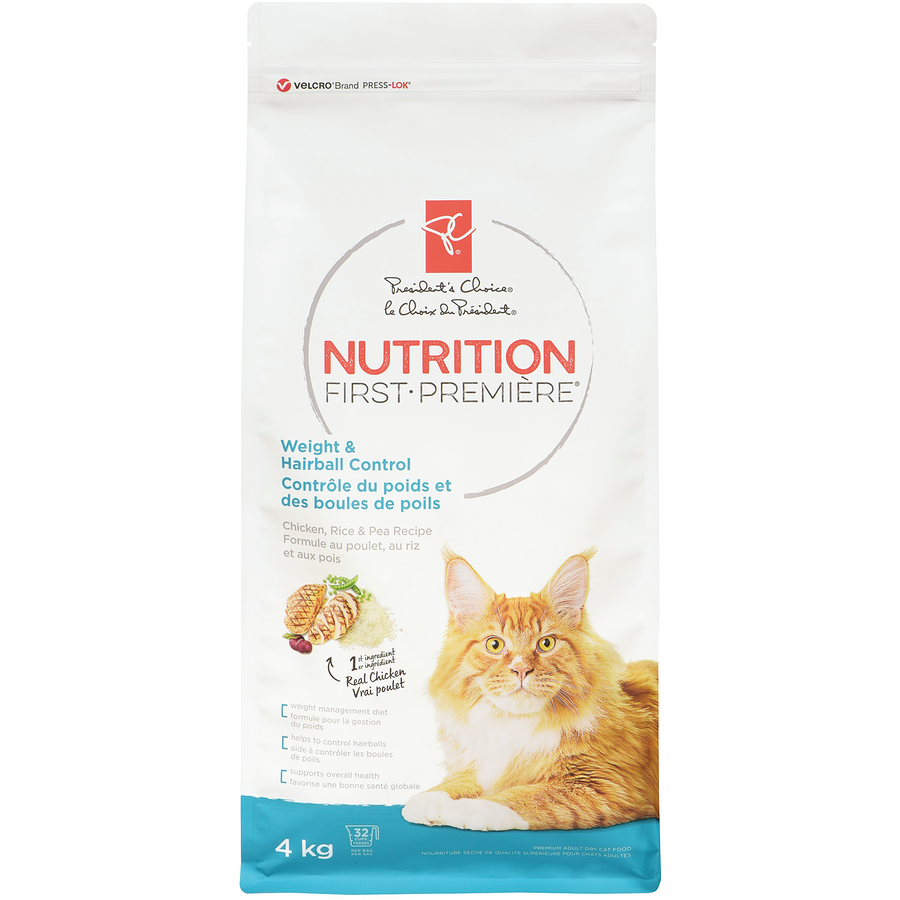 President's Choice Nutrition First Weight & Hairball Control Cat Food (Chicken, Rice & Pea 4kg)