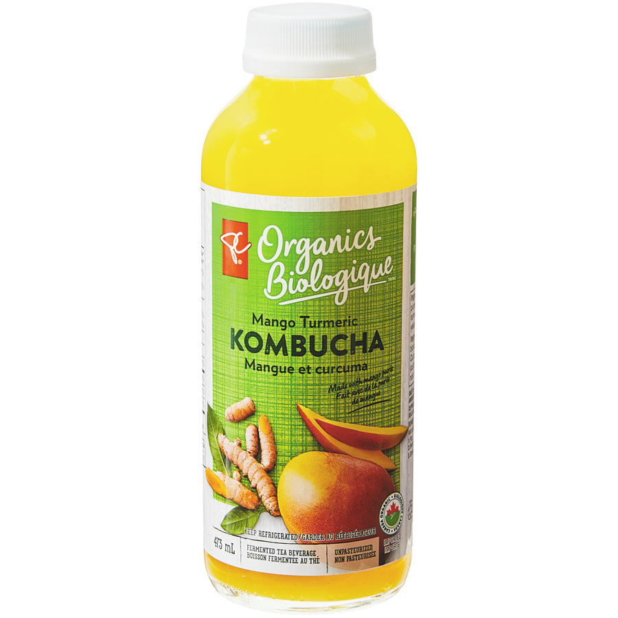 PC Organics Mango Turmeric Kombucha Fermented Tea Beverage