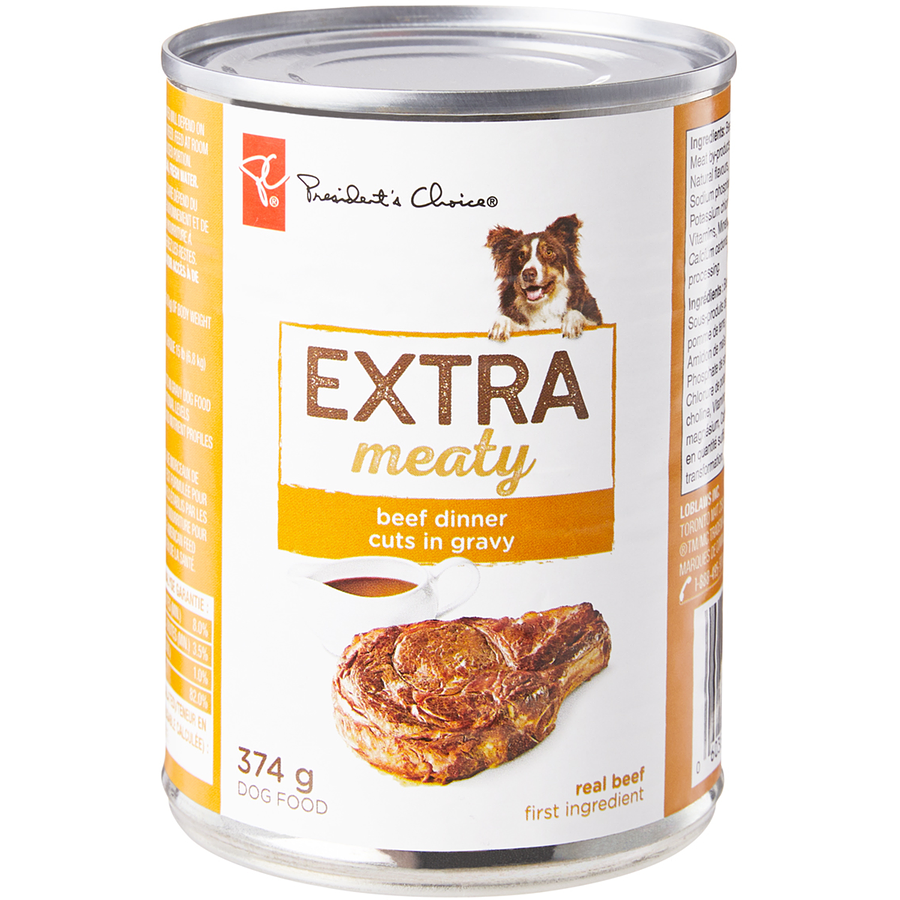 President's Choice Extra Meaty Dog Food (Beef Dinner Cuts in Gravy)