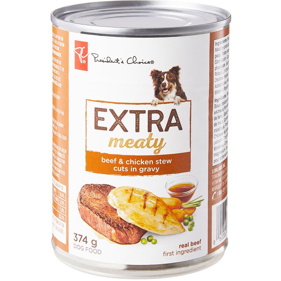 President's Choice Regular Extra Meaty Dog Food (Beef & Chicken Stew)