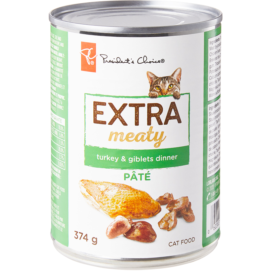 President's Choice Extra Meaty Cat Food (Turkey & Giblets Dinner, 374 g)
