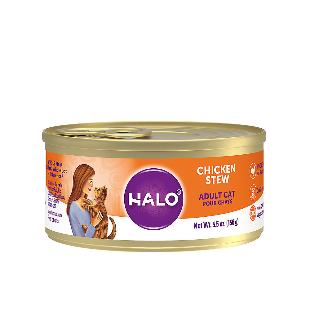 HALO Adult Cat Food - Natural, Grain Free, Chicken Stew Recipe