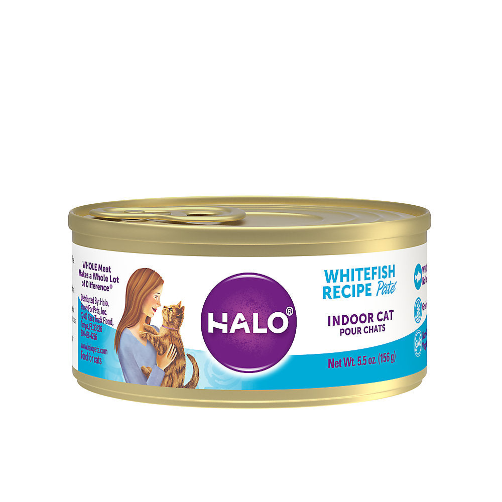 HALO Indoor Cat Food - Natural, Grain Free, Whitefish Recipe Pate