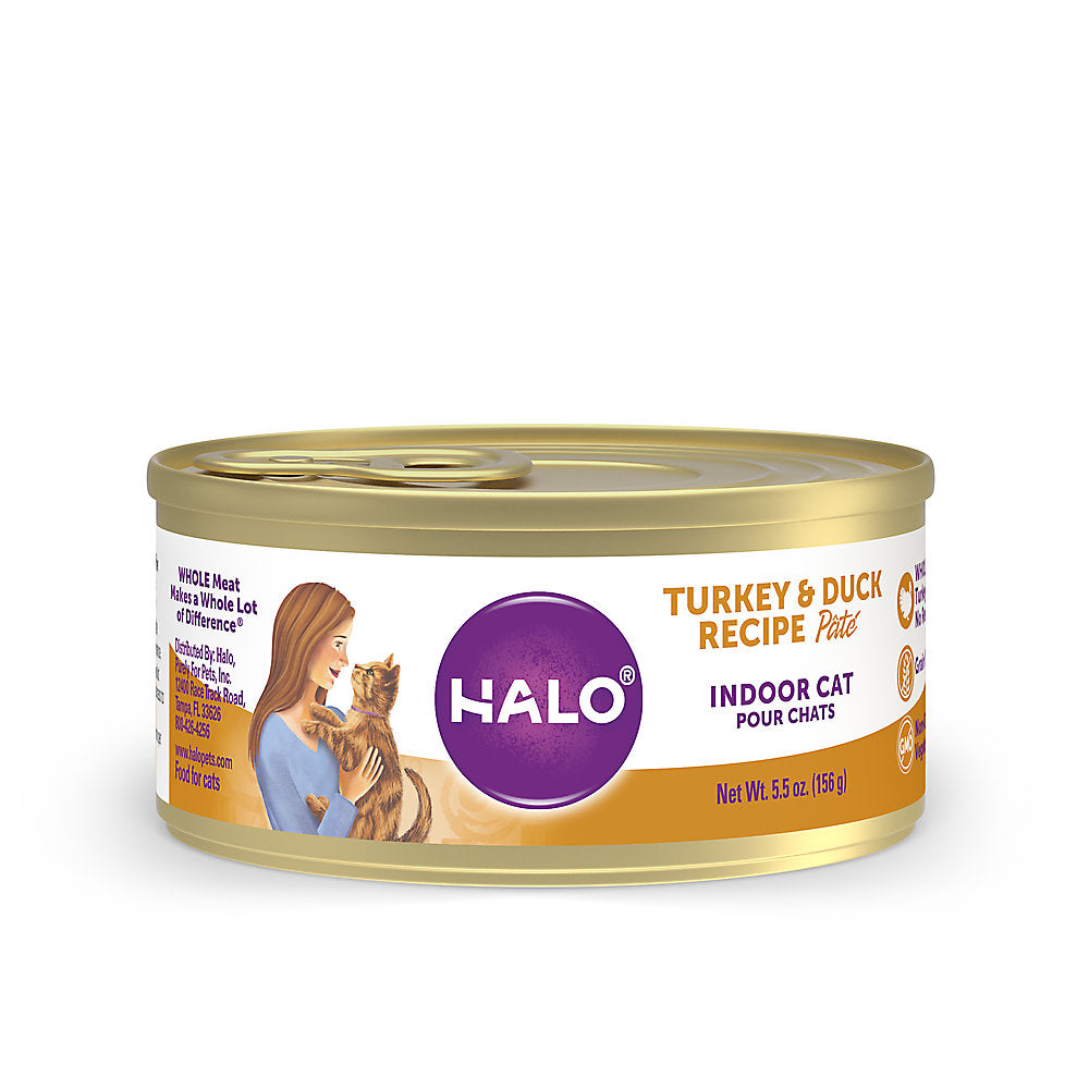 HALO Indoor Cat Food - Natural, Grain Free, Turkey and Duck Recipe Pate