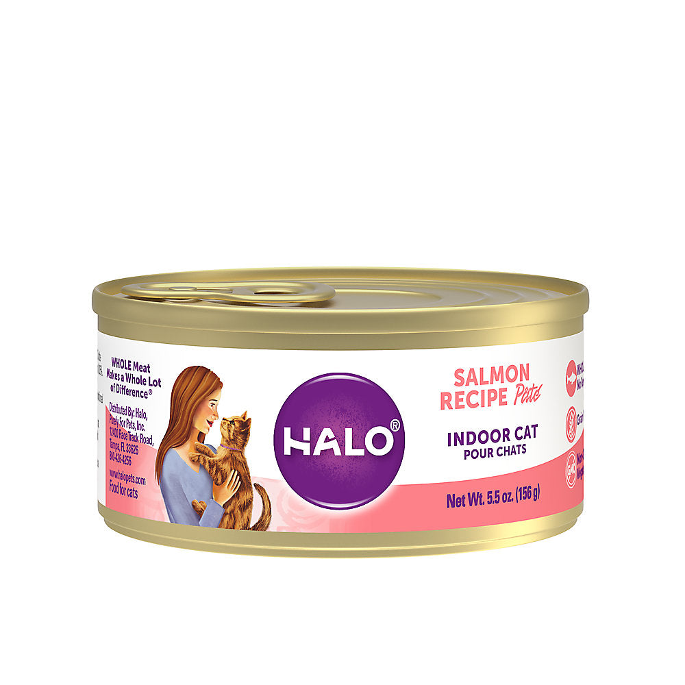 HALO Indoor Cat Food - Natural, Grain Free, Salmon Recipe Pate