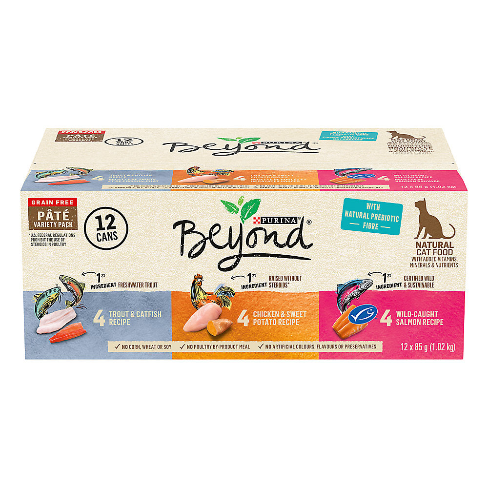 Purina Beyond Grain Free Pate Adult Cat Food - 3 Flavours Variety Pack