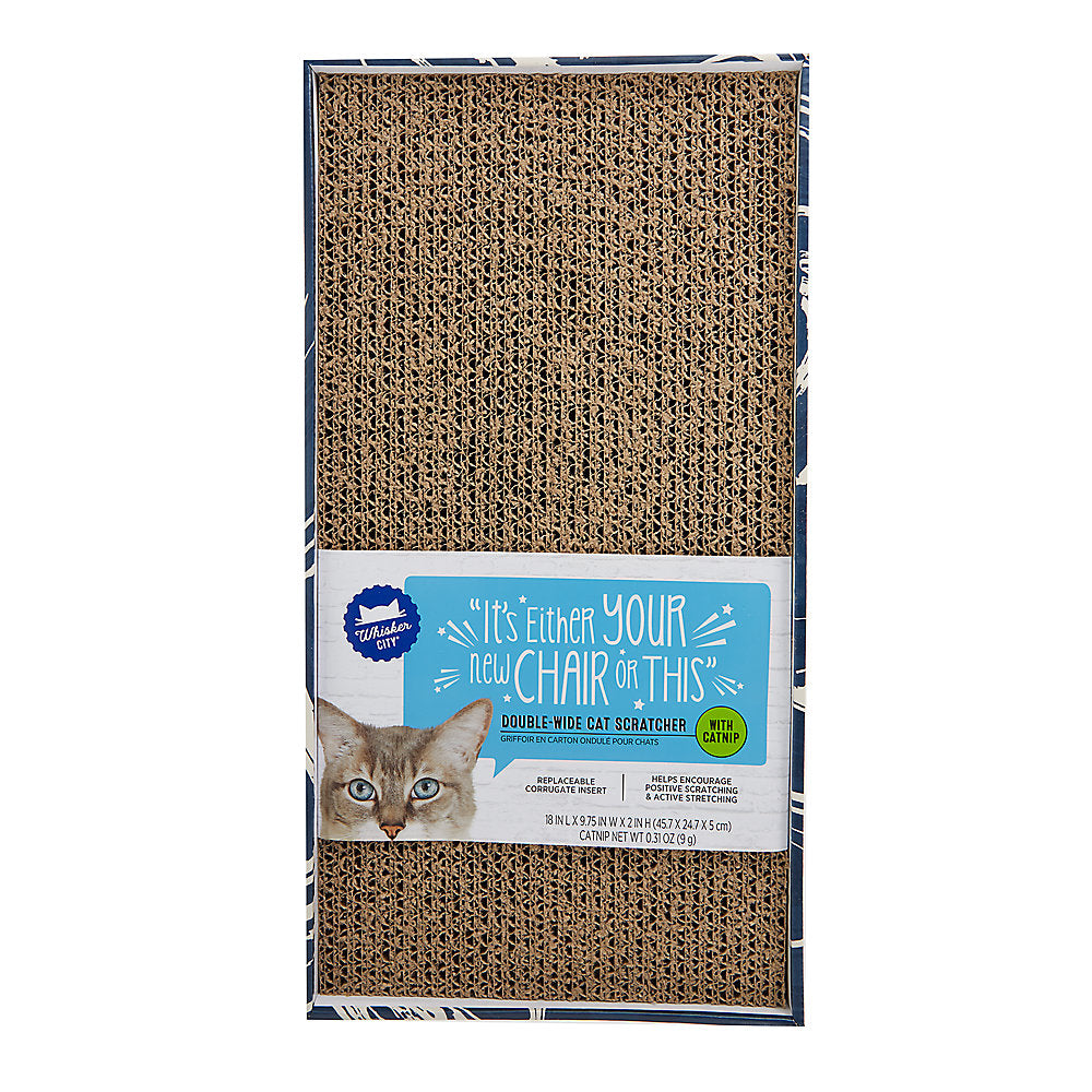 Whisker City® Navy Marble Double-Wide Cat Scratcher with Catnip