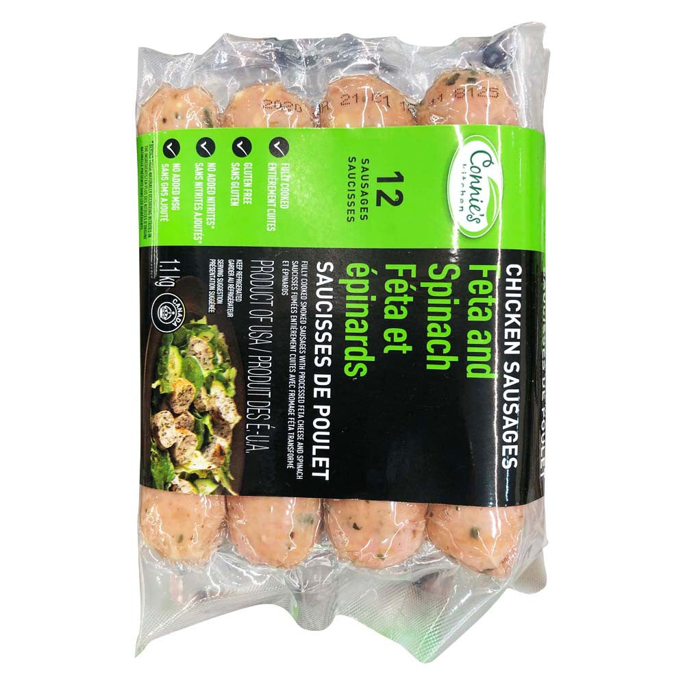 Connie's Kitchen feta and spinach chicken sausages