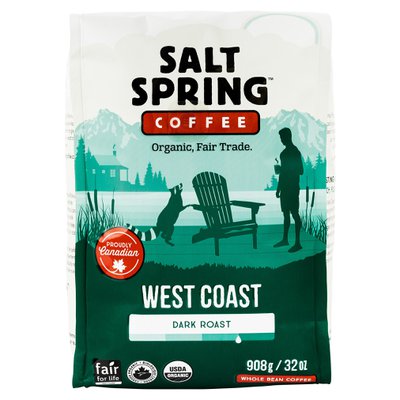Salt Spring Coffee West Coast Organic Whole Bean Coffee 908 g