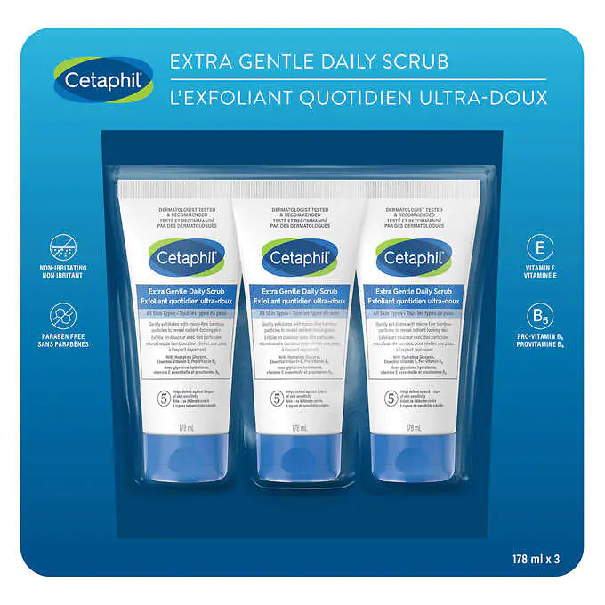 Cetaphil Extra Gentle Daily Scrub, 3-pack