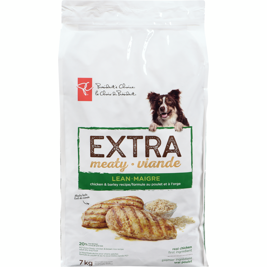 President's Choice Extra Meaty Dog Food (Lean Chicken & Barley, 7 kg)
