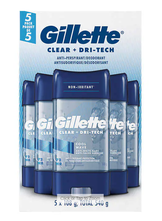 Gillette Clear Gel Antiperspirant, 5 pack
