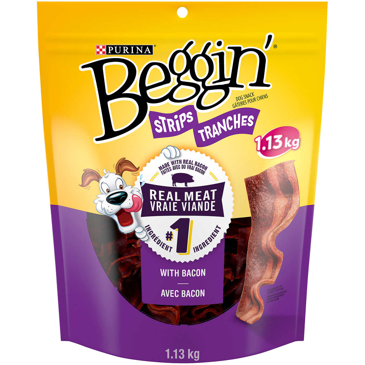 Purina Beggin' Strips with bacon dog snacks