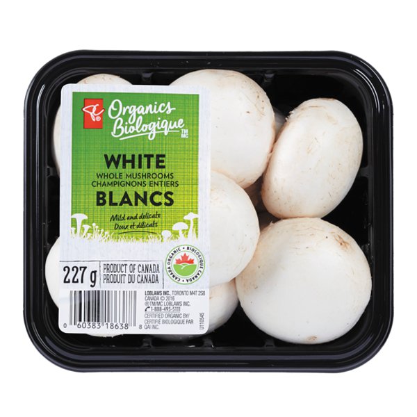 Presidents Choice Organics White Whole Mushrooms