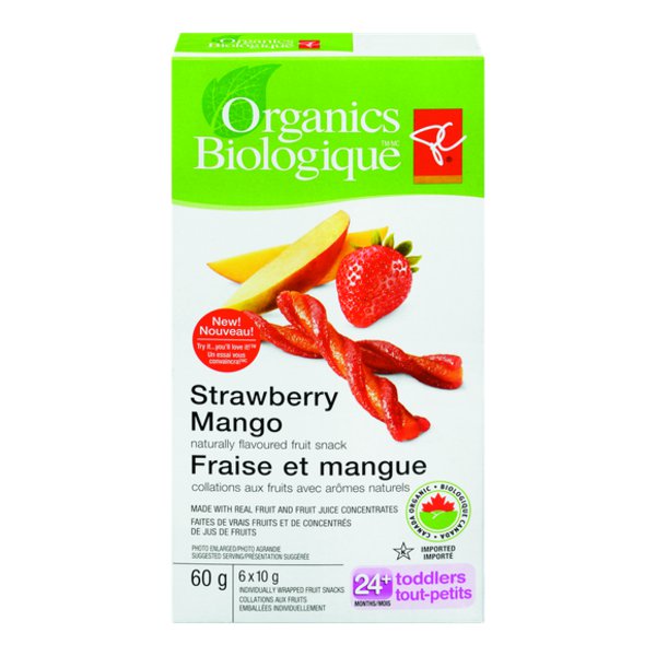Presidents Choice Organics Strawberry Mango Toddlers Fruit Twist Snacks