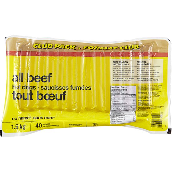 No Name Club Pack All Beef Wieners Hot Dog