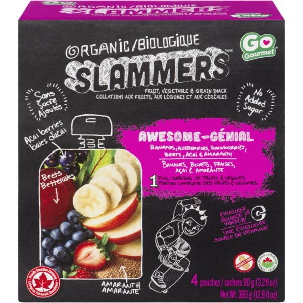 Slammers Organic Superfood Snack Awesome Fruit & Veggie Pouches