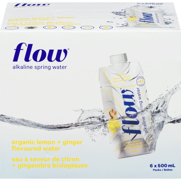Flow Organic Lemon & Ginger Alkaline Spring Water