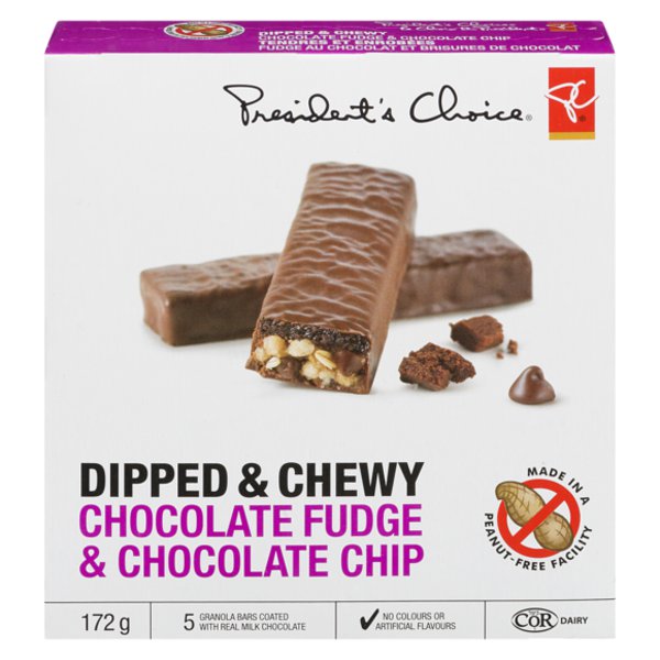 President's Choice Chocolate Fudge & Chocolate Chip Dipped & Chewy Granola Bars