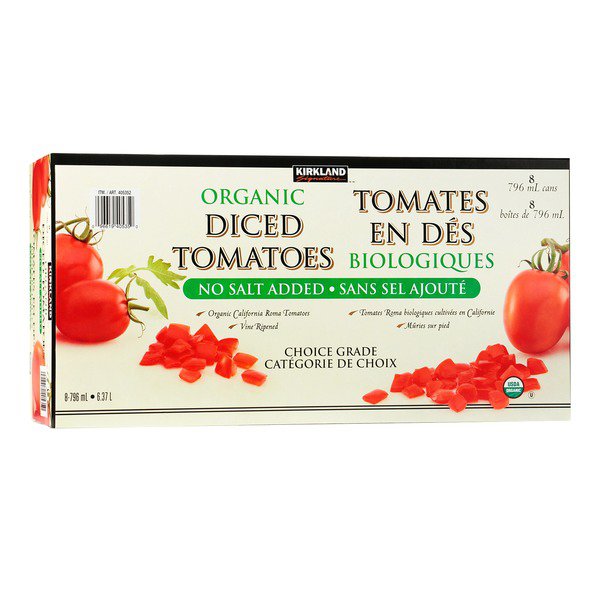 Kirkland Signature Organic No Salt Added Diced Tomatoes