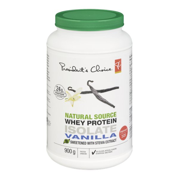 Presidents Choice Natural Source Whey Protein Isolate Vanilla Drink Mix