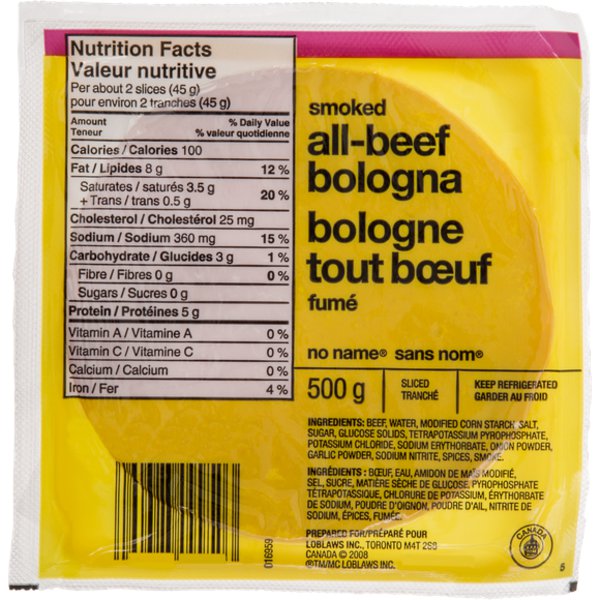 No Name Sliced A/Beef Bologna