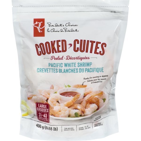 Presidents Choice White Cooked 31/40 Shrimp