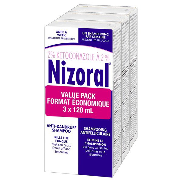 Nizoral Anti-Dandruff Shampoo, 120mL Bottles, 3-pack