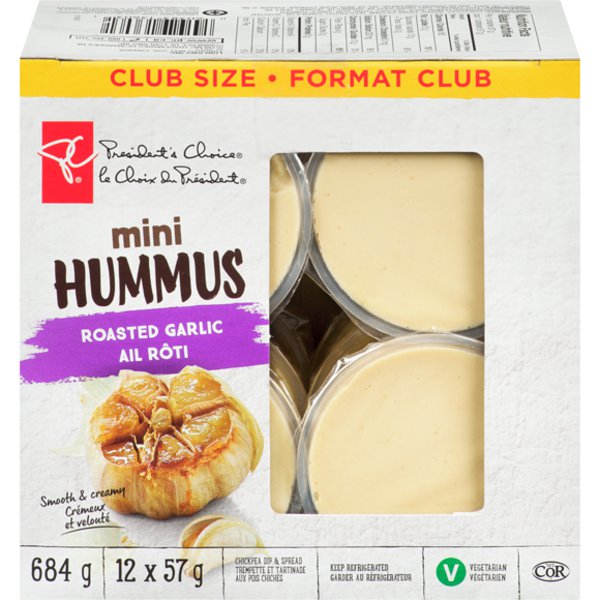 Presidents Choice Mini Hummus Roasted Garlic Cp