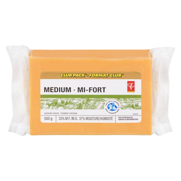 Presidents Choice Cp Medium Cheddar Block