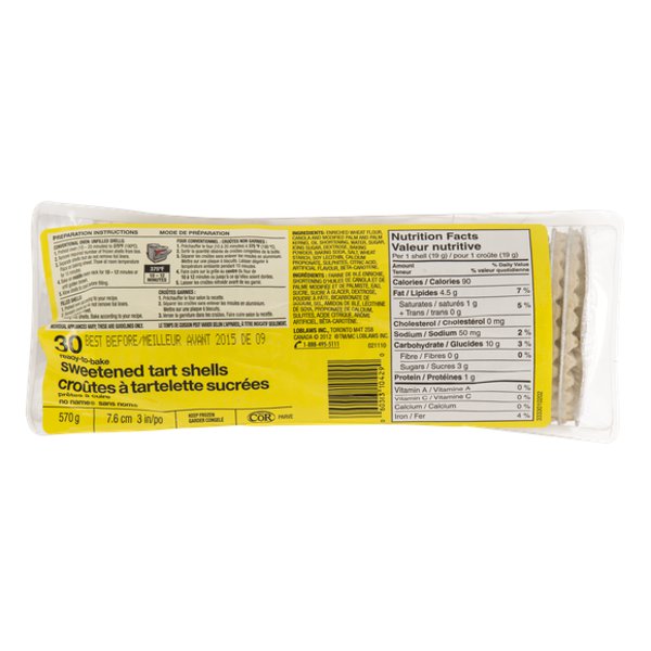 No Name Sweetened Tart Shells