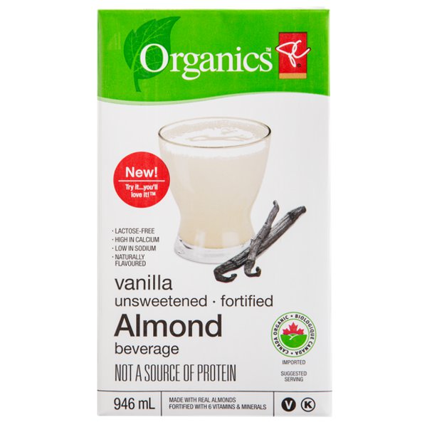 Presidents Choice Organic Unsweetened Fortified Vanilla Almond Milk