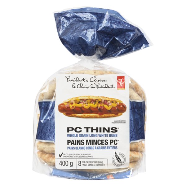 Presidents Choice Whole Grain Long White Buns