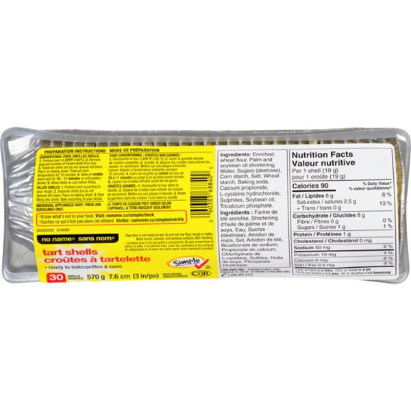 No Name 3" Unsweetened Tart Shells