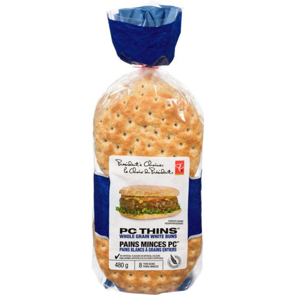 Presidents Choice Thins Buns Whole Grain