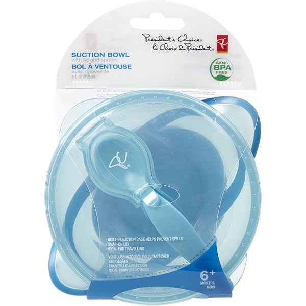 Presidents Choice Suction Bowl With Lid & Spoon