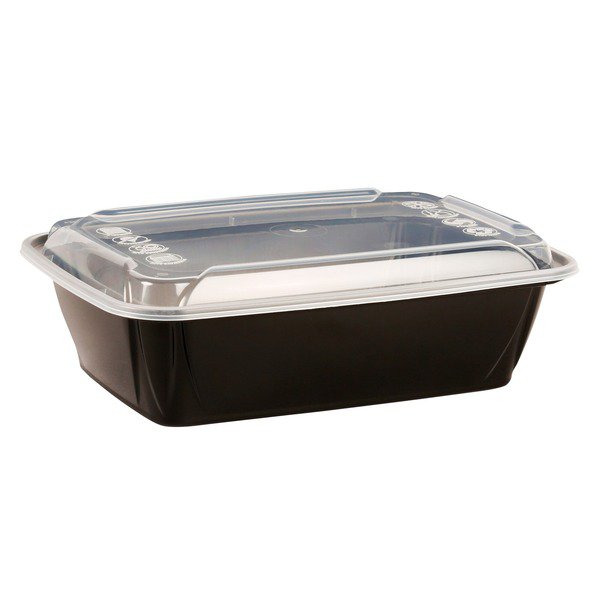 Cafe Express 38-oz. Black Rectangular Plastic Food Container With Lid