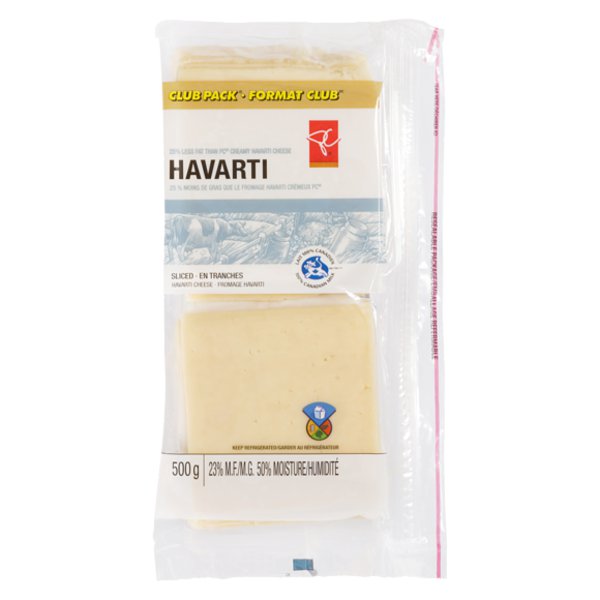 Presidents Choice Regular Less Fat Havarti Sliced Cheese