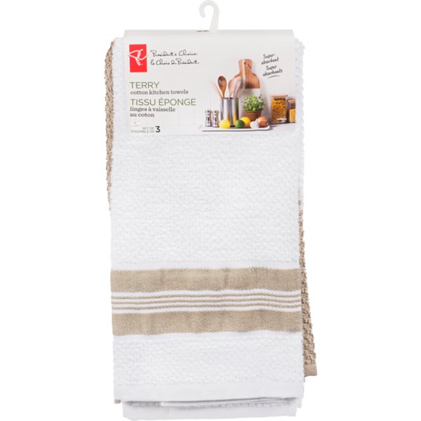 Presidents Choice Taupe Terry Cloth Kitchen Towels