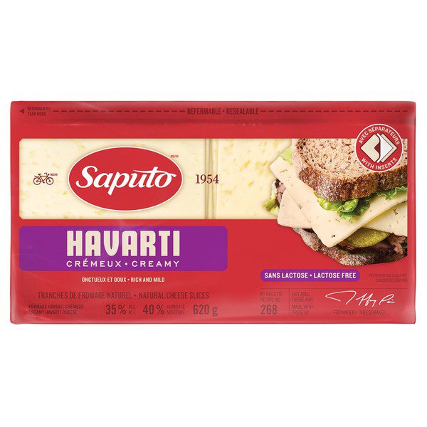 Saputo Sliced Havarti Cheese (lactose free)