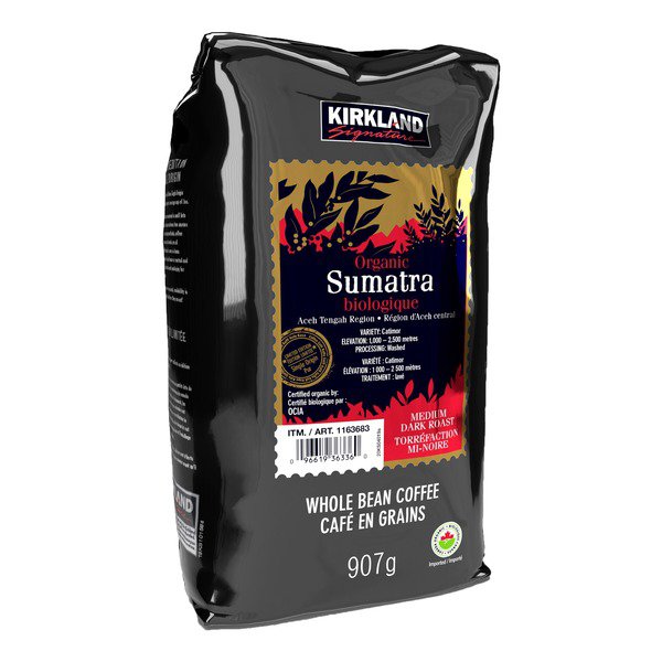 Kirkland Signature Organic Sumatra Whole Bean Catimor Coffee