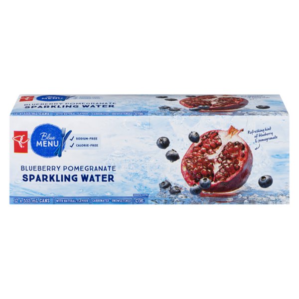Presidents Choice Blue Menu Blueberry Pomegranate Sparkling Water*