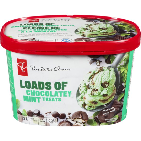Presidents Choice Loads of Chocolatey Mint Treats Light Ice Cream