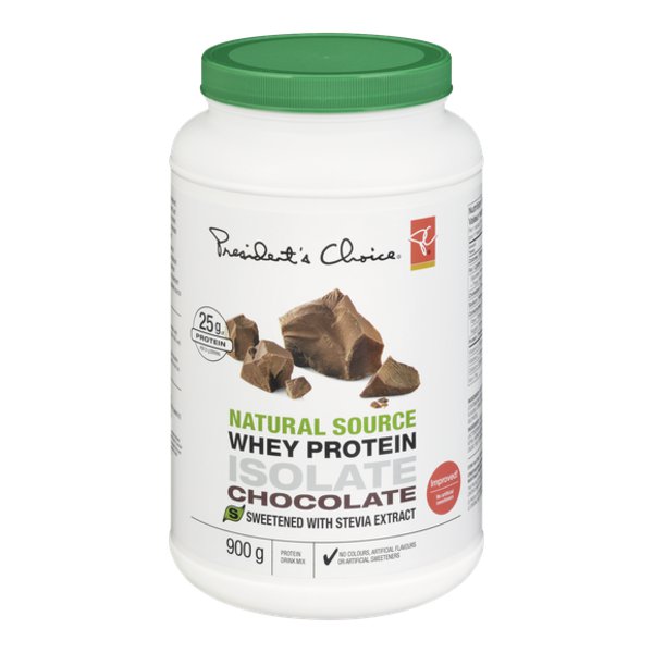 President Choice Natural Source Whey Protein Isolate Chocolate Protein Drink Mix